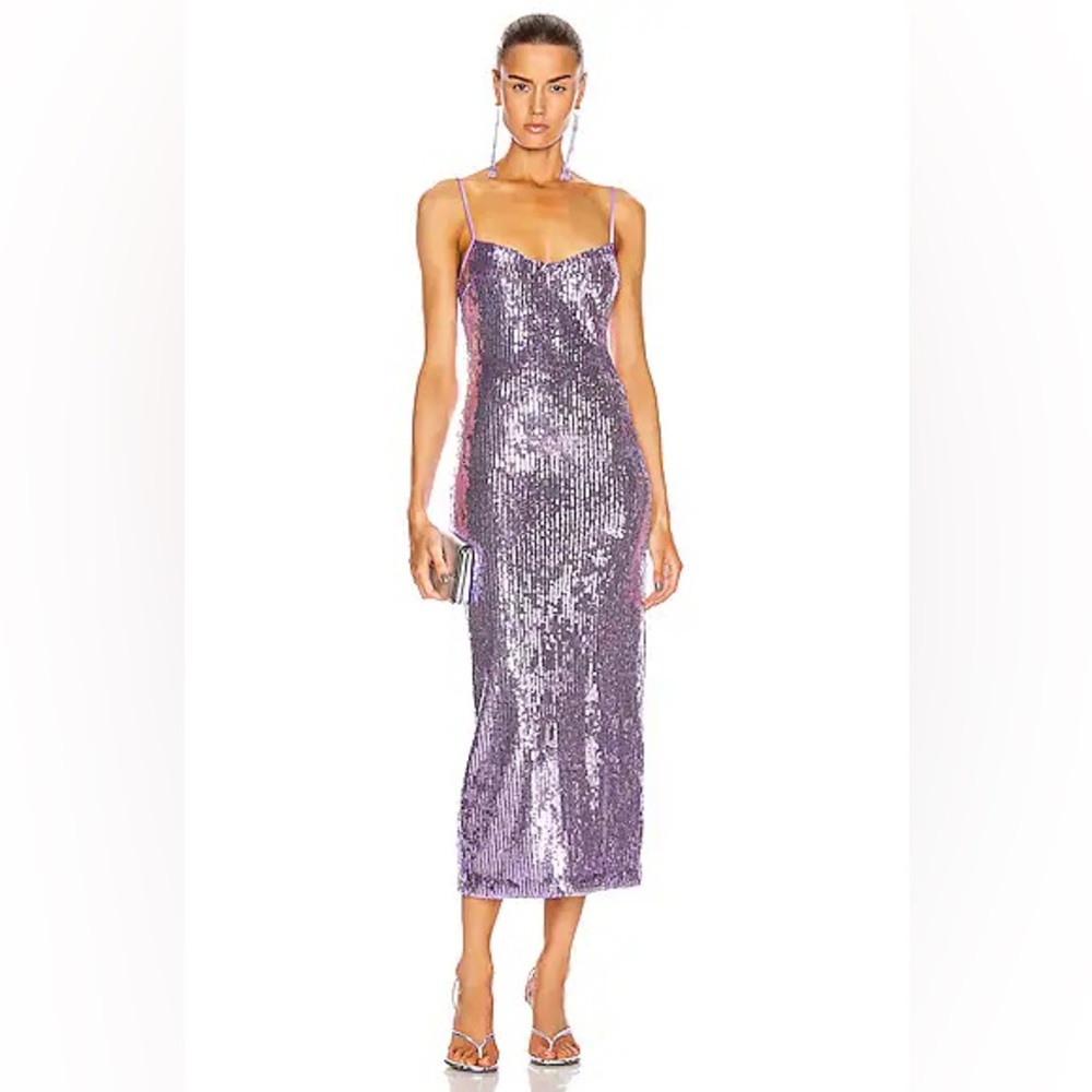 Galvan London light purple sequin women's long dress